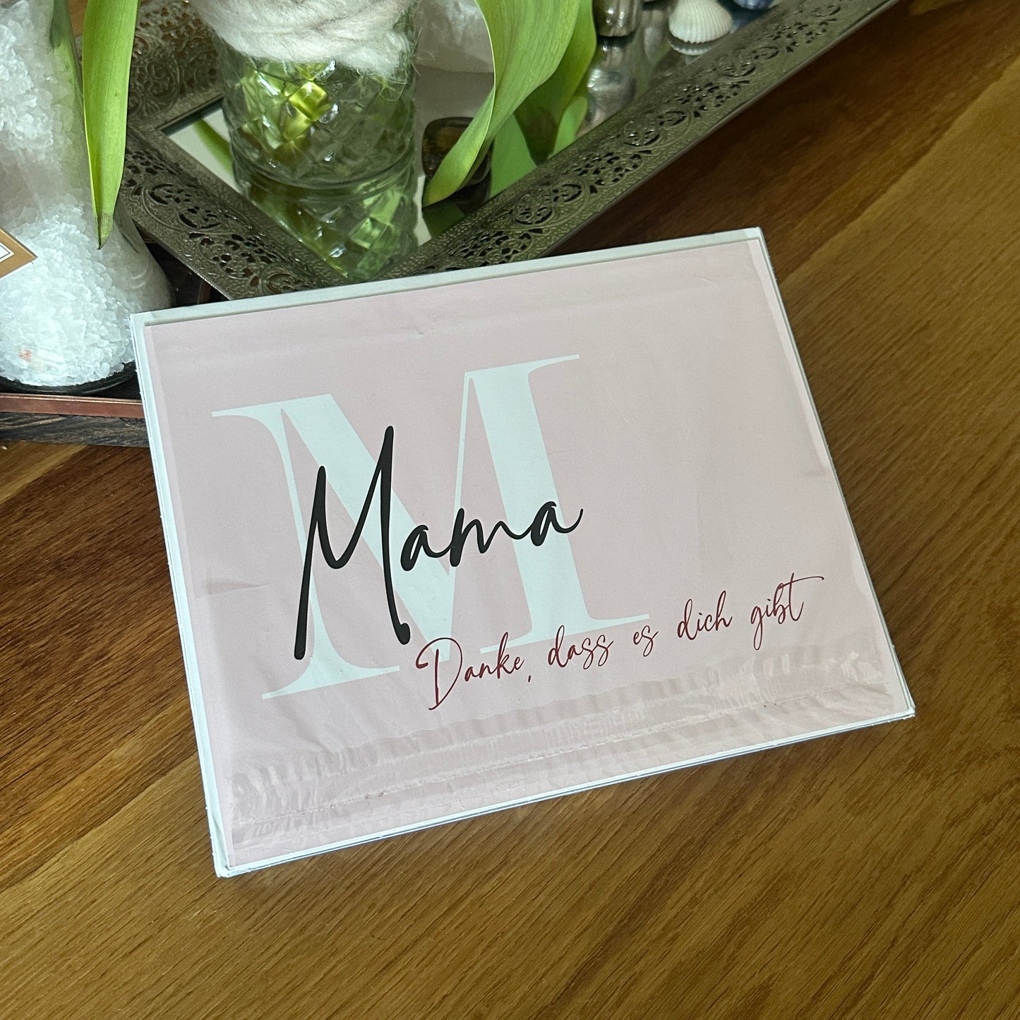 Mama Geschenk-Set: Merci Cover (Vorder- & Rückseite) + Rubbelkarte mit Umschlag (Weiß)
