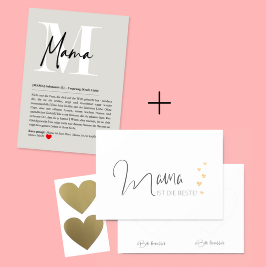Mama Geschenkset: Rubbelkarte & Poster – mit Umschlag (Weiß)