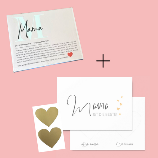 Mama Geschenk-Set: Merci Cover (Vorder- & Rückseite) + Rubbelkarte mit Umschlag (Weiß)