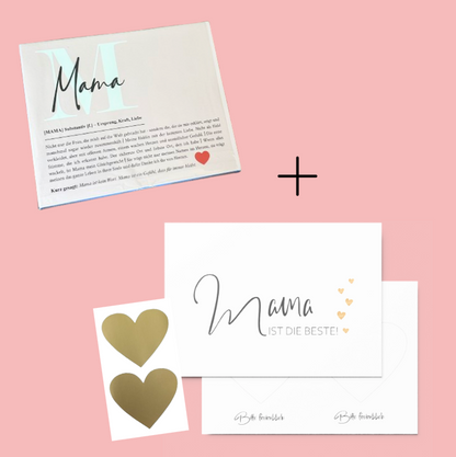 Mama Geschenk-Set: Merci Cover (Vorder- & Rückseite) + Rubbelkarte mit Umschlag (Weiß)